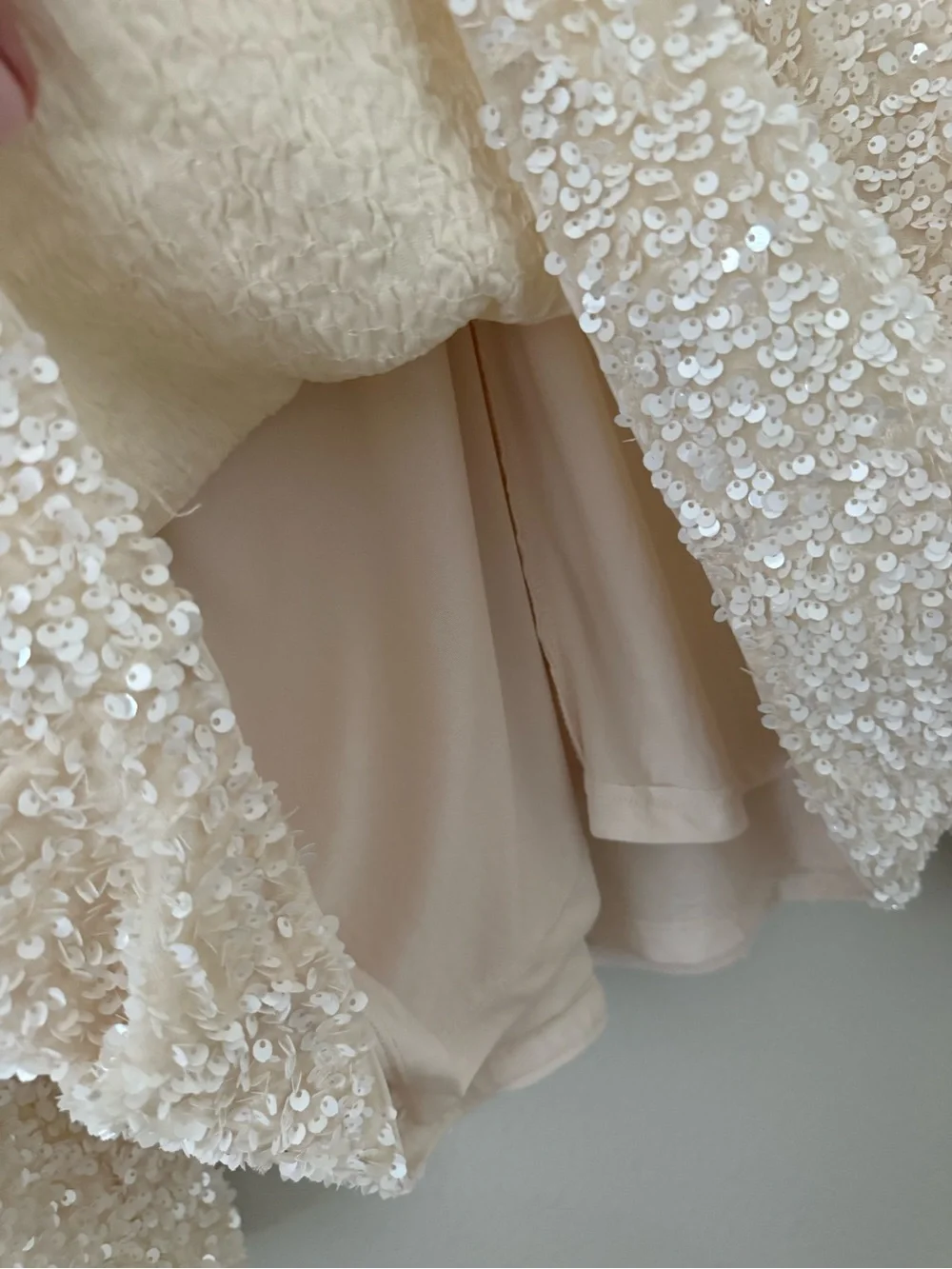 H&M Cream Sequin-Textured Long Sleeve top